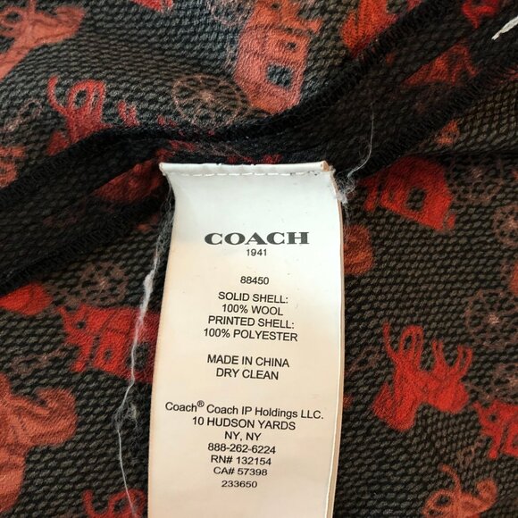 Coach Black & Red Button Horse And Carriage Print Sweater Dress Wool Silk L - Picture 8 of 8